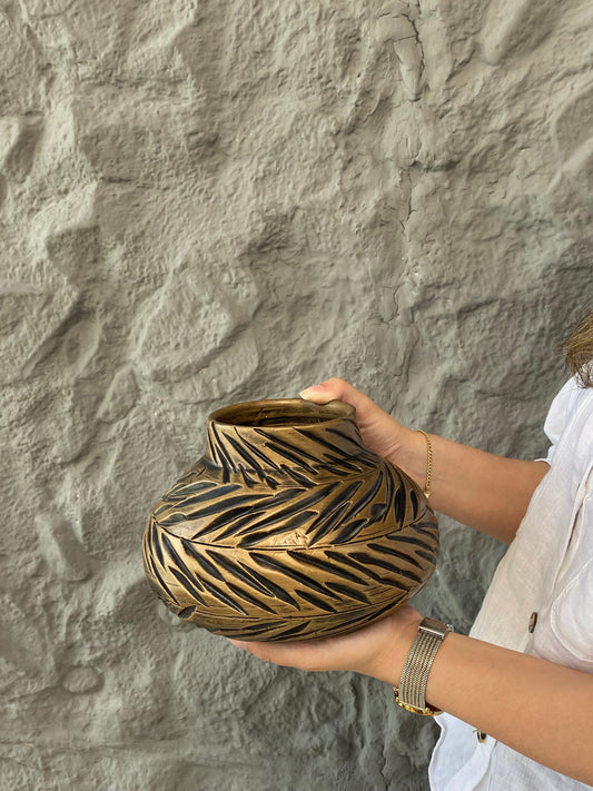 Ochre round vase