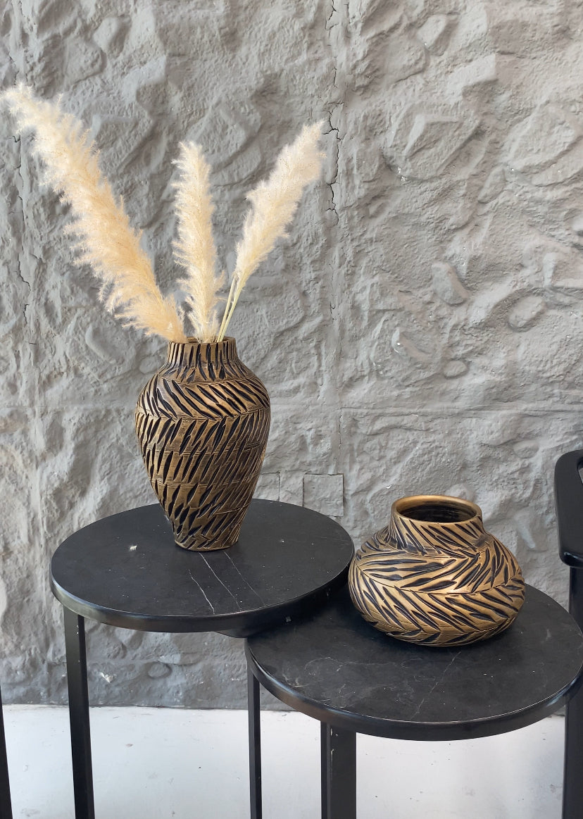 Ochre round vase