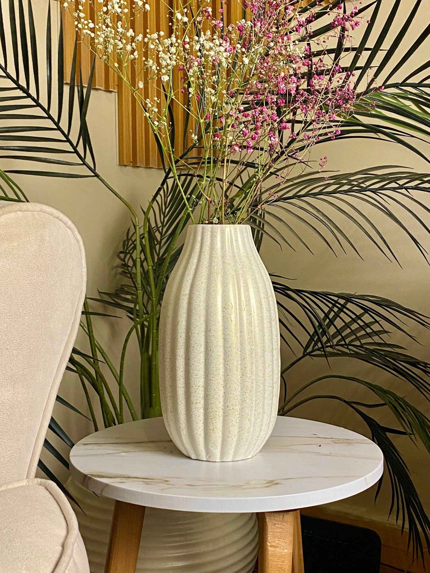 Pumpkin white & Gold vase